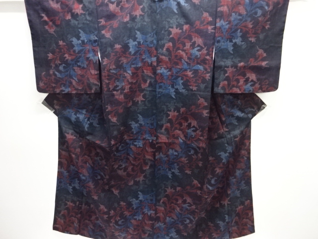JAPANESE KIMONO / MAWATA OJIYA TSUMUGI / WOVEN FLOWER ARABESQUE